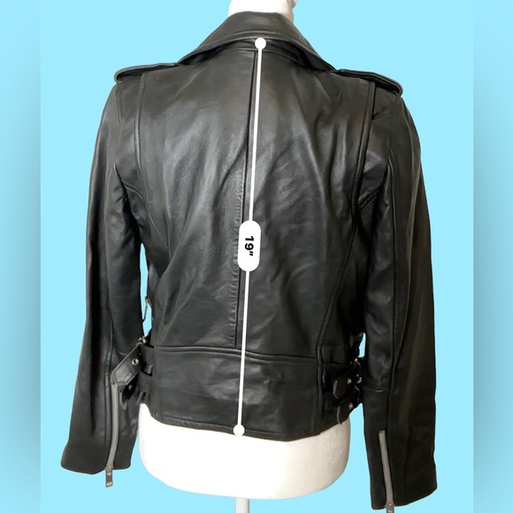 Walter Baker Classic Black Lambskin Biker Jacket - Picture 5 of 8